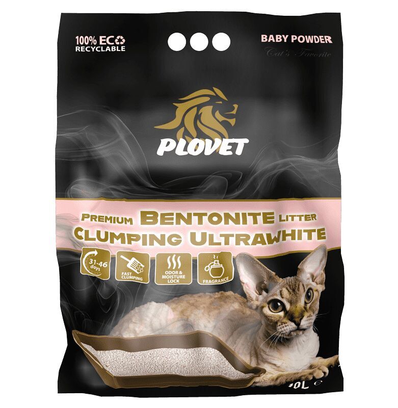 Kočkolit Plovet Premium Podestýlka Bentonite Ultra White Baby Powder 10L
